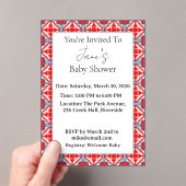 Geometric Red Acrylic Baby Shower Invitation Acryleinladungen (Insitu (Handheld))