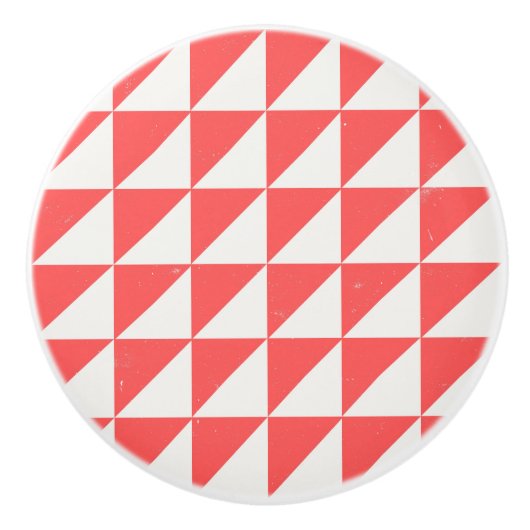Geometric Red And Off-White Triangles Door Knob Keramikknauf (Vorderseite)