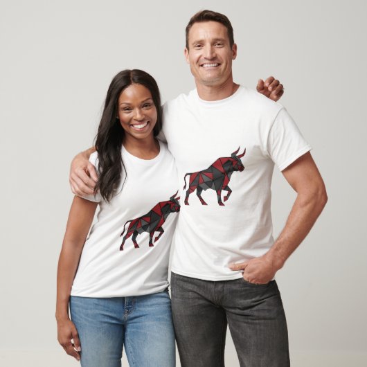 Geometric Red Black Bull Art Design T-Shirt (Unisex)