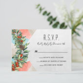 Geometric Red Blue Green Christmas RSVP Card Einladung (Stehend Vorderseite)