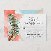 Geometric Red Blue Green Christmas RSVP Card Einladung (Vorne/Hinten)