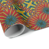 Geometric Red Blue & Yellow Vintag Tribal Ethnic Geschenkpapier (Rolleneckpunkt)