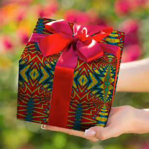 Geometric Red Blue & Yellow Vintag Tribal Ethnic Geschenkpapier