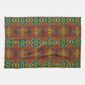 Geometric Red Blue & Yellow Vintag Tribal Ethnic Geschirrtuch (Horizontal)