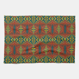 Geometric Red Blue & Yellow Vintag Tribal Ethnic Geschirrtuch