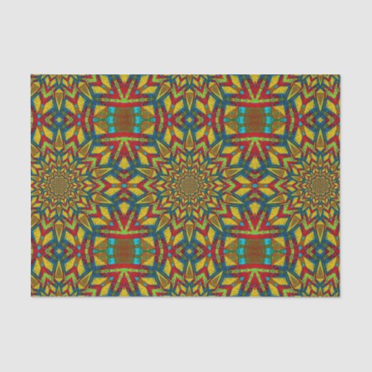 Geometric Red Blue & Yellow Vintag Tribal Ethnic Seidenpapier (Vorderseite)
