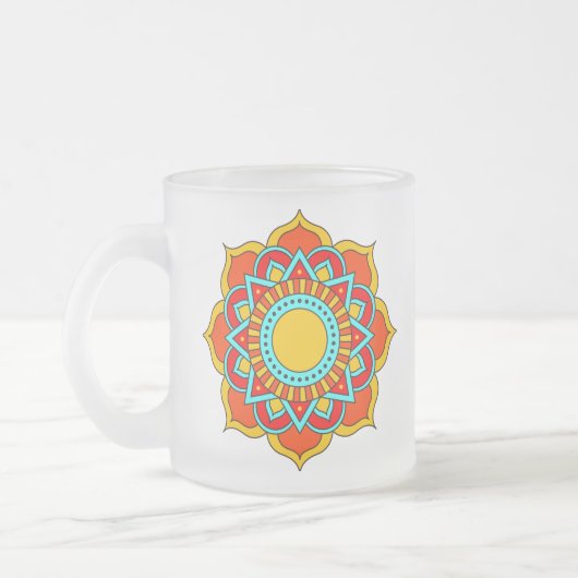Geometric Red Mandala Blume-54567 Mattglastasse (Links)