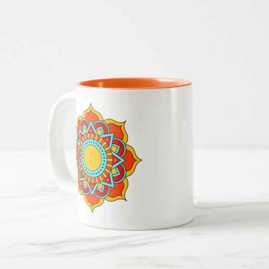 Geometric Red Mandala Blume-54567 Zweifarbige Tasse (Vorderseite Links)