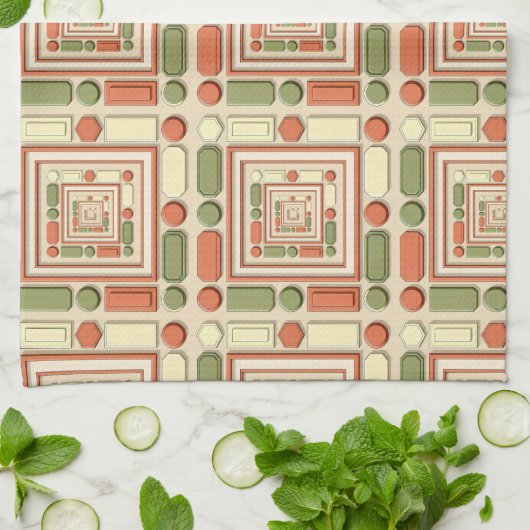 Geometric relief pattern in red and green geschirrtuch (Gefaltet)