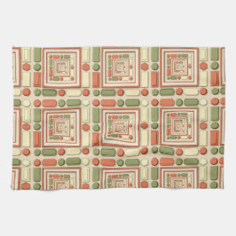 Geometric relief pattern in red and green geschirrtuch