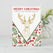 Geometric Rentier Weihnachtskarte Feiertagskarte (Stehend Vorderseite)