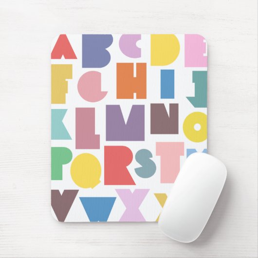 Geometric Retro Alphabet Mousepad (Mit Mouse)