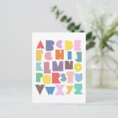 Geometric Retro Alphabet Postkarte (Stehend Vorderseite)