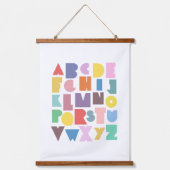 Geometric Retro Alphabet Wandteppich Mit Holzrahmen (Vorderseite)