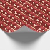 Geometric Retro Blume Bauhaus Maroon Birthday Geschenkpapier (Ecke)