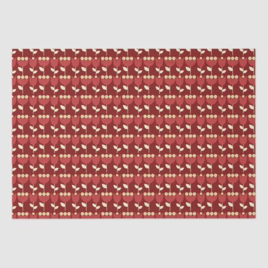 Geometric Retro Blume Bauhaus Maroon Birthday Seidenpapier (Vorderseite)