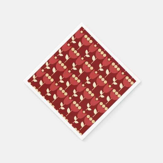 Geometric Retro Blume Bauhaus Maroon Birthday Serviette (Ecke)