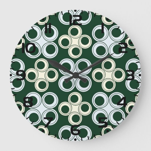 Geometric Retro Circles Pattern Große Wanduhr (Vorderseite)