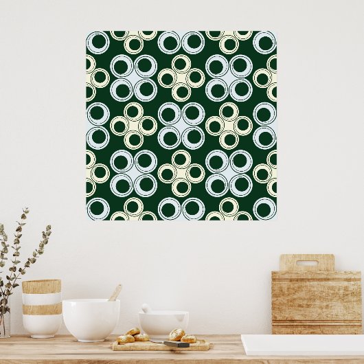 Geometric Retro Circles Pattern Poster (Küche)