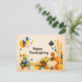 Geometric Retro Happy Thanksgiving Pumpkin  Feiertagspostkarte (Stehend Vorderseite)