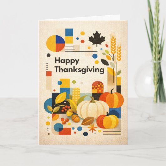 Geometric Retro Happy Thanksgiving Pumpkin Karte (Vorderseite)