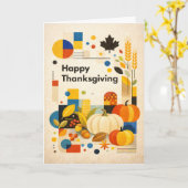 Geometric Retro Happy Thanksgiving Pumpkin Karte (Gelbe Blume)