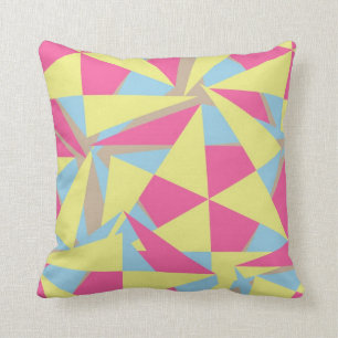Geometric Retro Style Funky Pink Blue Yellow Grey Kissen
