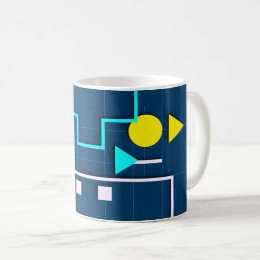 Geometric Retro Tech   Kaffeetasse (VorderseiteRechts)