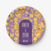 Geometric Retro Vibes Herbst Hochzeit Pappteller (Vorderseite)