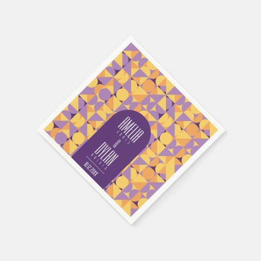 Geometric Retro Vibes Herbst Hochzeit Serviette (Ecke)