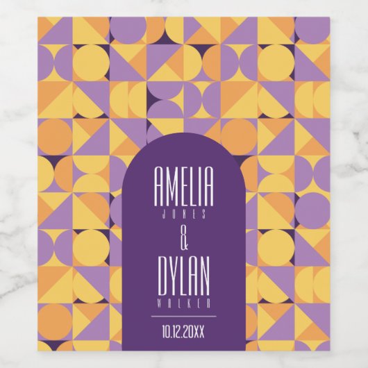 Geometric Retro Vibes Herbstgeschenk Weinetikett (Einzelnes Label)