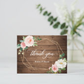 Geometric Romance Floral Rustic Wedding Vielen Dan Postkarte (Stehend Vorderseite)