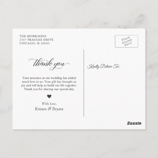 Geometric Romance Floral Rustic Wedding Vielen Dan Postkarte (Rückseite)