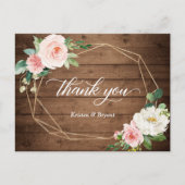 Geometric Romance Floral Rustic Wedding Vielen Dan Postkarte (Vorderseite)