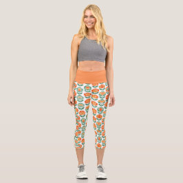 Geometric Rose Love Capri Leggings