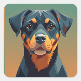 Geometric Rottweiler Face Quadratischer Aufkleber