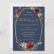 Geometric Rustic Boho Wildblume Navy Blue Wedding