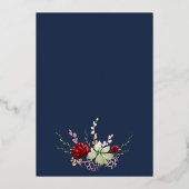 Geometric Rustic Boho Wildblume Navy Blue Wedding Folieneinladung (Rückseite)