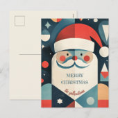 Geometric Santa Claus Feiertagspostkarte (Vorne/Hinten)