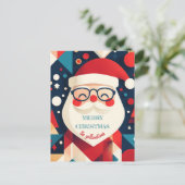 Geometric Santa Claus Feiertagspostkarte (Stehend Vorderseite)