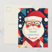 Geometric Santa Claus Feiertagspostkarte (Vorne/Hinten)