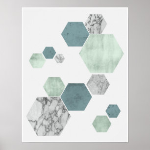 Geometric, scandinavian coastal hues art print poster