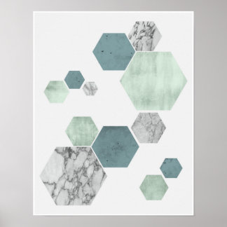 Geometric, scandinavian coastal hues art print poster