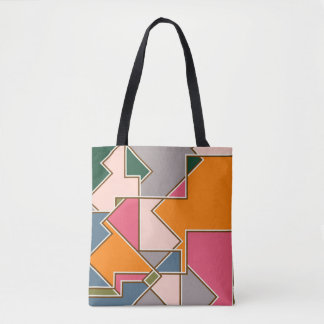 geometric seamless pattern, lines, orange, purple tasche