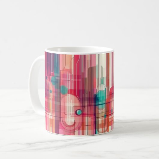 Geometric Shapes and Vibrant Colors Wall Art Print Kaffeetasse (Vorderseite Links)