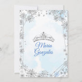 Geometric Silver Blue Christmas Quinceanera Einlad Einladung (Rückseite)