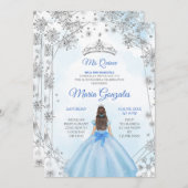 Geometric Silver Blue Mexican Sweet 15. Geburtstag Einladung (Vorne/Hinten)