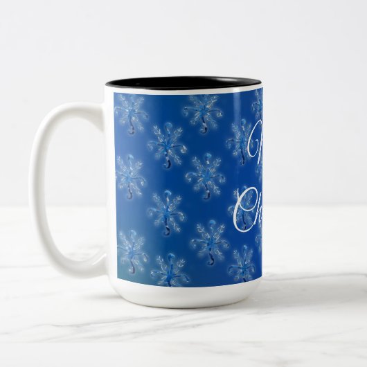 Geometric Snowflakes Zweifarbige Tasse (Links)
