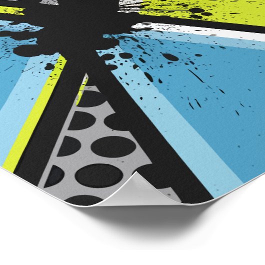 Geometric Splash with Halftone Dots Poster (Ecke)