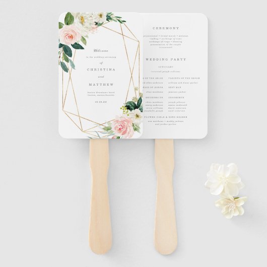 Geometric Spring Romance Wedding Program Fan Fächer (Vorne und Hinten)
